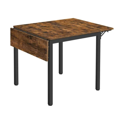  Retro Brown Black Foldable Dining Table 0694