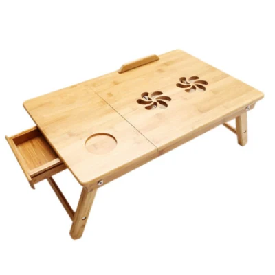  Laptop Desk Nnewvante Adjustable Laptop Desk Table 100% Bamboo with USB Fan Foldable Breakfast Serving Bed Tray W&prime; Drawer Leg
