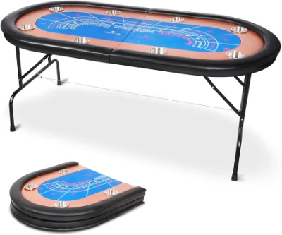 84 Inch Deluxe Folding Poker Table with Folding Steel Leg