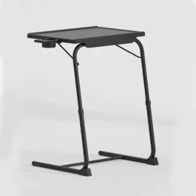  Height Adjustable Stable Durable Platsic Dinner TV Tray Folding Table with Cup Holder