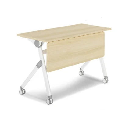  Simple Office Metal Movable Fold Away Lecture Folding Collapsible Flip up Top Training Room School College Study Table with Castors