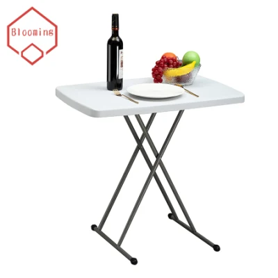  White Small Space Personal Portable Adjustable Height Folding Plastic TV Tray Table