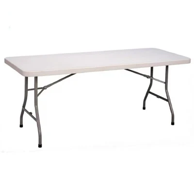 China Wholesale Outdoor/Restaurant/Home/Office Furniture 70 Inches White/Black PE Folding Table with Handle