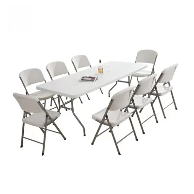 China Wholesale Outdoor/Restaurant/Home/Office Furniture 70 Inches White/Black PE Folding Table with Handle