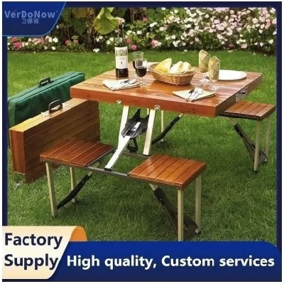  Folding Wood Dining Table and Chair Set