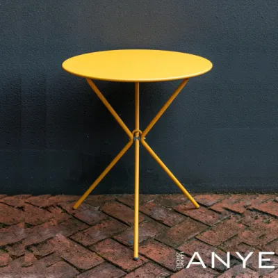  Dining Room Furniture Durable Metal Yellow Folding Round Coffee Table Backyard Dinner Table