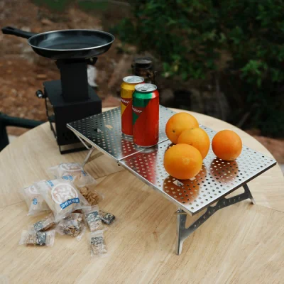  Outdoor Camping Mini Rectangular Folding Table White Stainless Steel Folding in Half Table