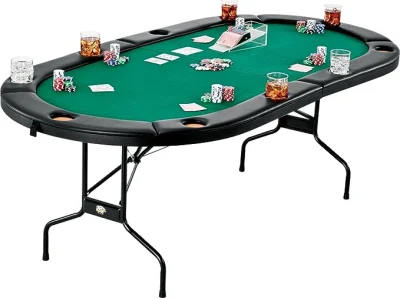 84 Inch Deluxe Folding Poker Table with Folding Steel Leg