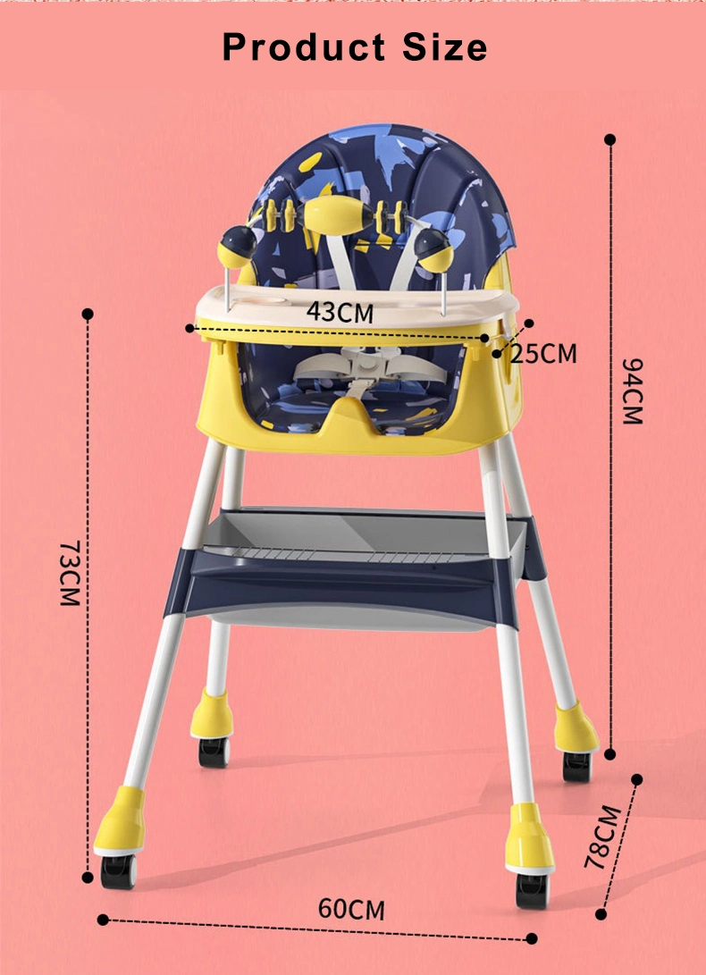 Safety Foldable Children&prime;s Portable High Table Side Baby Feeding Eating Dining Kids&prime; Chair