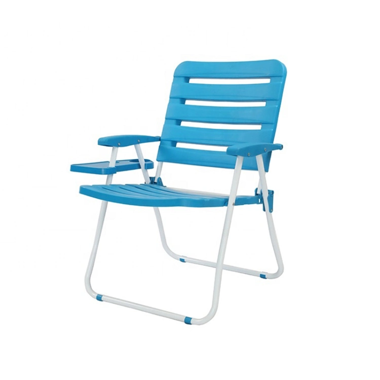 PP Board Outdoor Lightweight Plastic Folding Beach Chair with Side Table