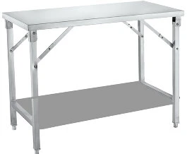 Stainless Steel Square Tube Foldable Work Table with Height Adjustable Leg for Transport