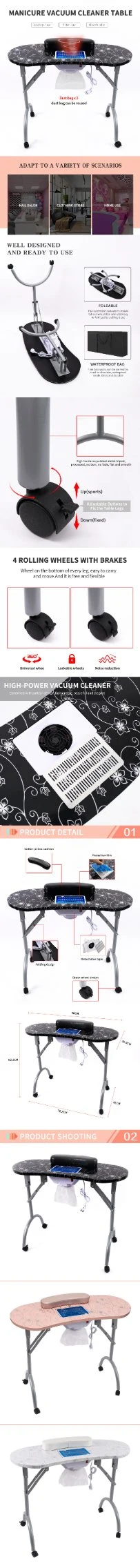 Hot Sale Folding Manicure Table with Black Bag Salon Nail Desk