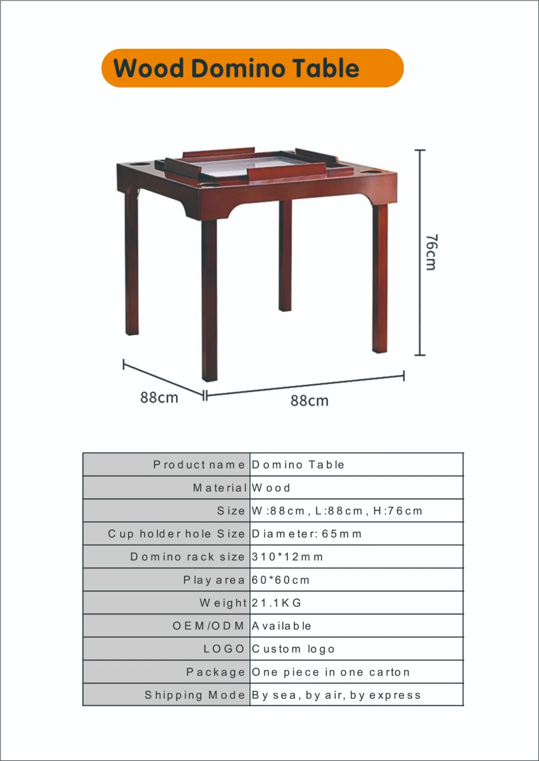 Fashionable Folding Multi-Functional Domino Poker Game Table