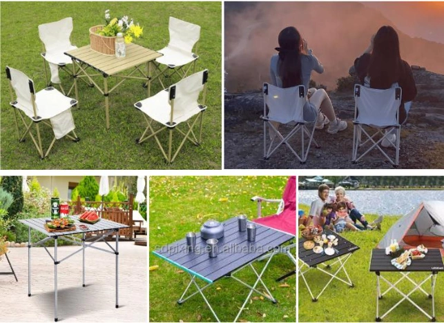 White Lightweight Portable Table Folding Steel Camp Picnic Table