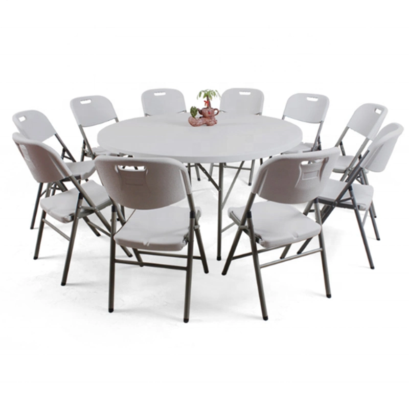 6FT Factory Hot Sales Wholesale Plastic White Folding Round Tables and Chairs Foldable Tables Picnic for Events