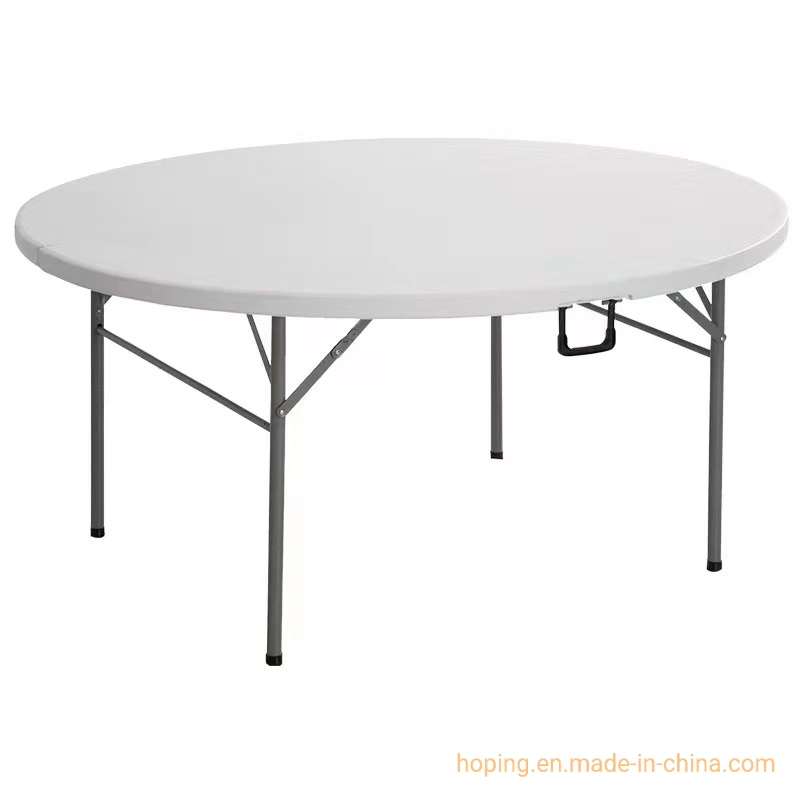 Simple Round White Folding Wedding Furniture Hotel Banquet Indoor Outdoor Metal Frame Dining Table