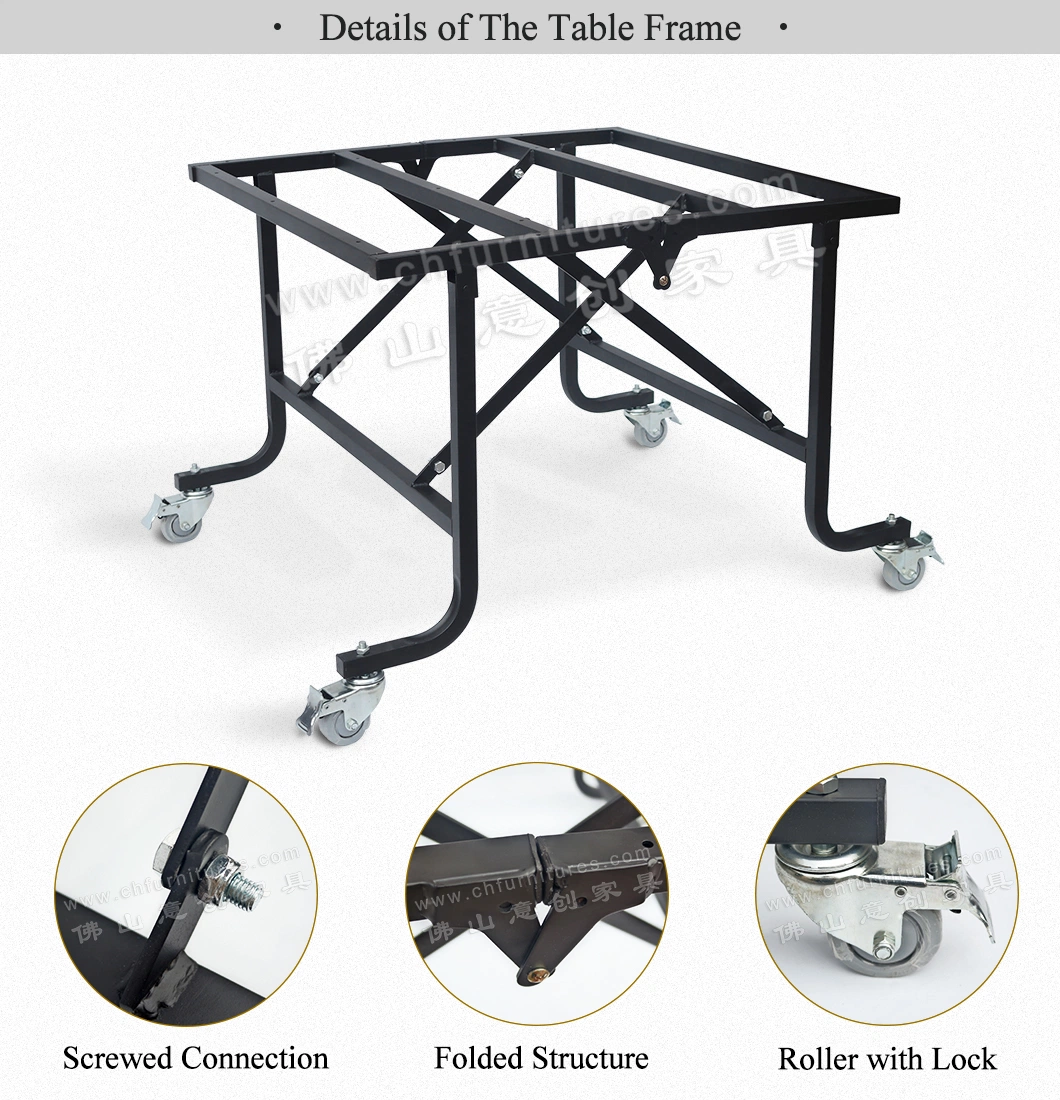 Foshan Wholesale Black Folding Table Frame with Wheel Yc-Ts154-01