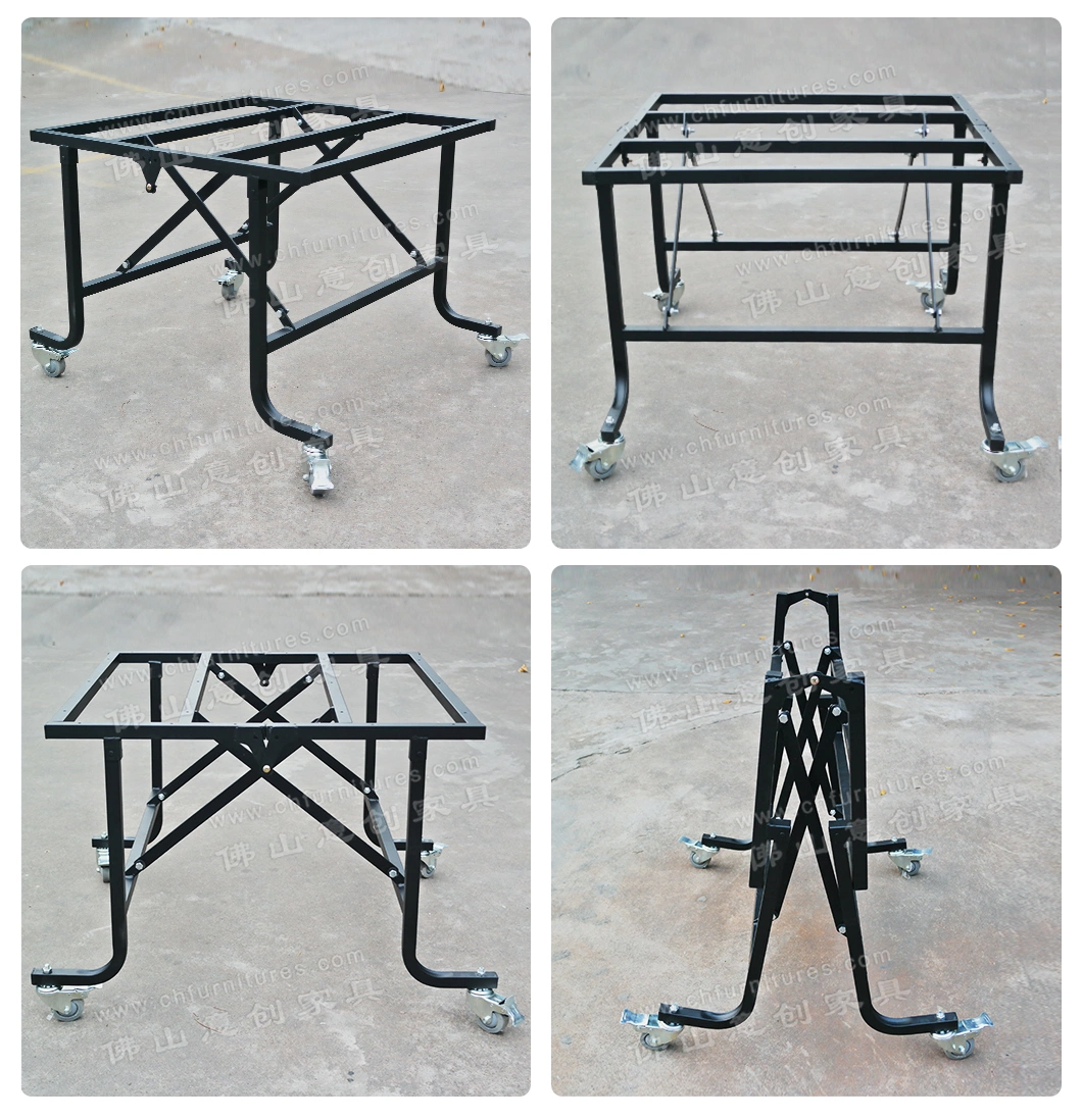 Foshan Wholesale Black Folding Table Frame with Wheel Yc-Ts154-01