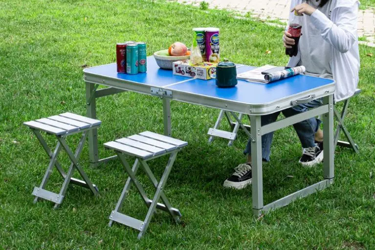 Folding Portable Metal Table Lightweight Aluminum Height Adjustable Outdoor Camping Picnic