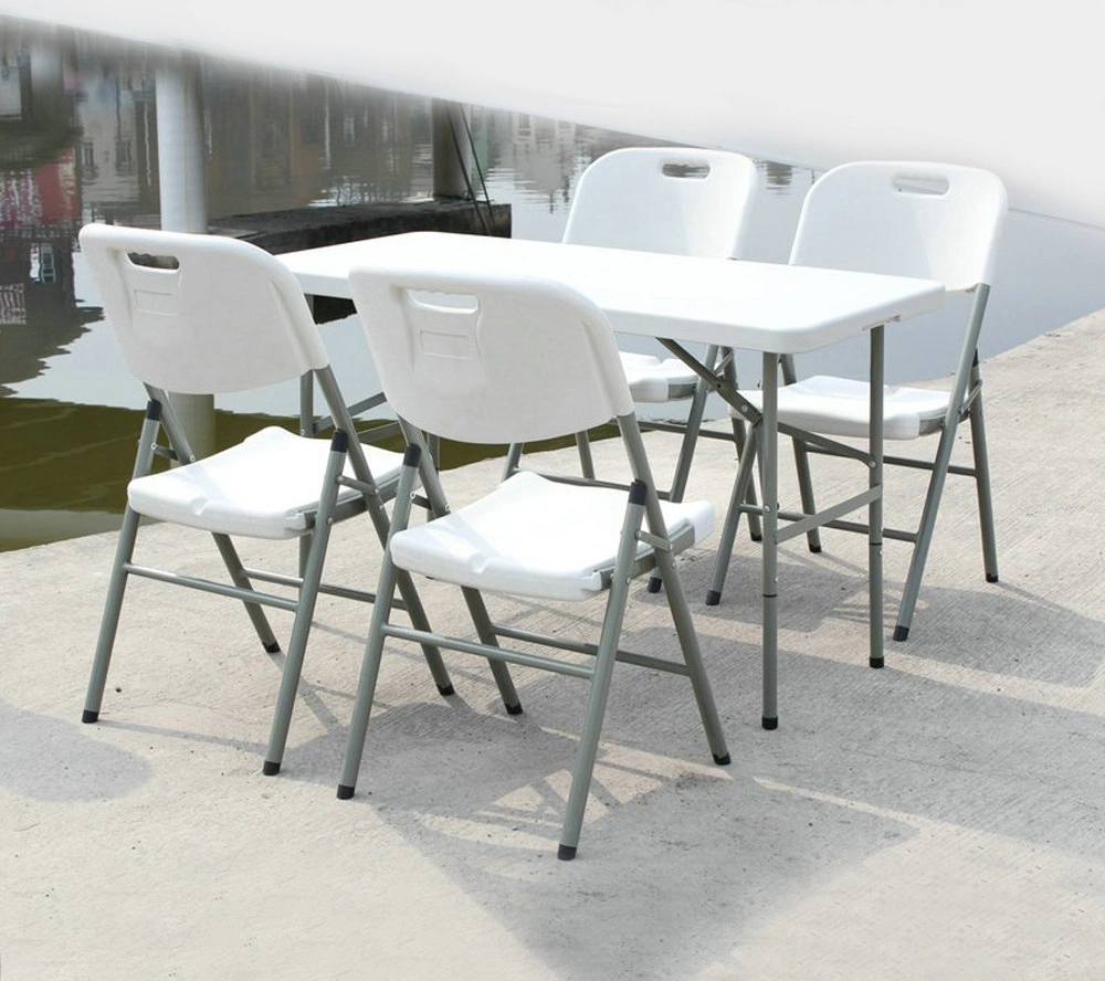 China Wholesale Outdoor/Restaurant/Home/Office Furniture 70 Inches White/Black PE Folding Table with Handle