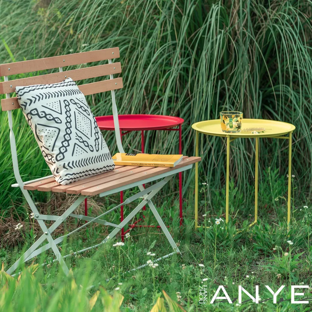 Outdoor Leisure Metal Living Room Furniture Tray Top End Table Metal Side Table Coffee Table with Folding Legs