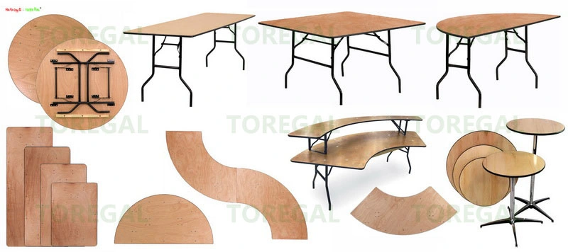 Dia. 60 Inch Half-Round Plywood Folding Banquet Outdoor Table