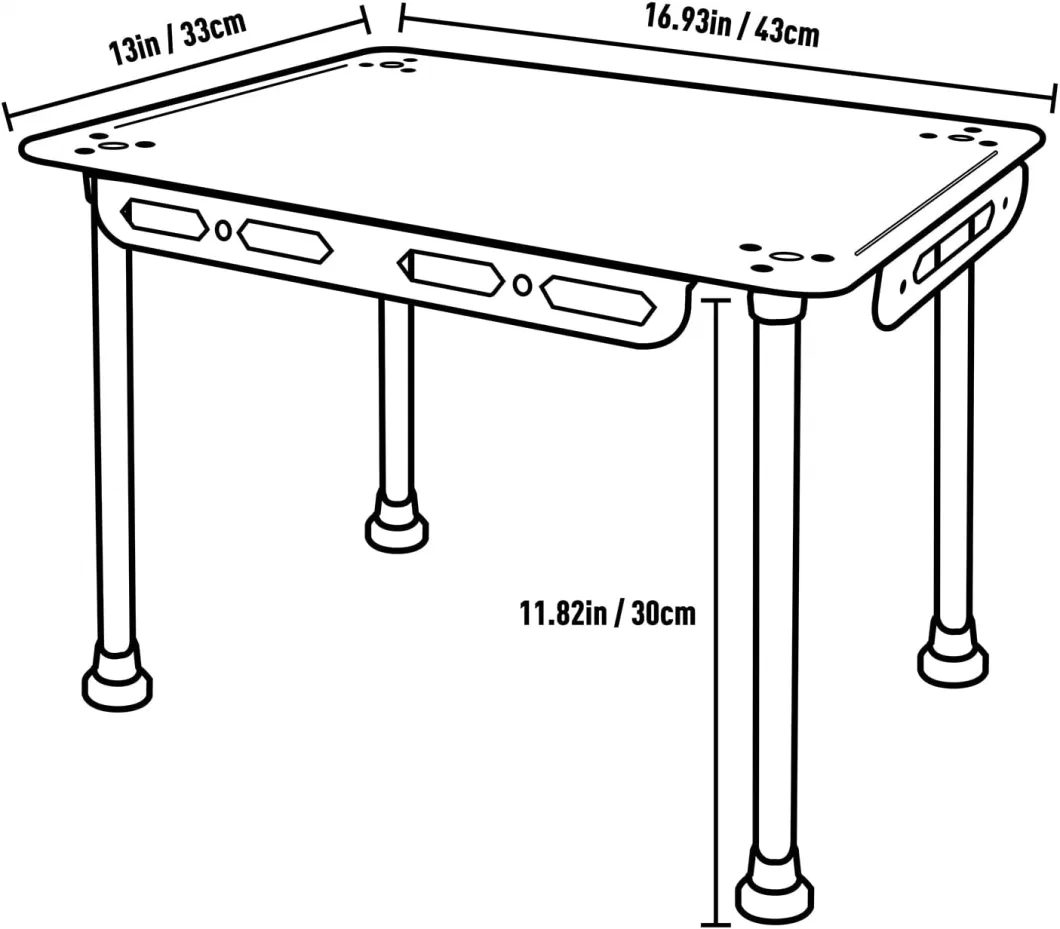 Black Adjustable Height Portable Ultra Light Folding Camping Barbecue Table with Holes