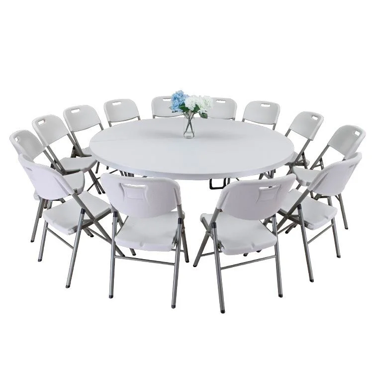 Wholesale Dining 6FT HDPE White Folding Plastic Round Table and Chair Set