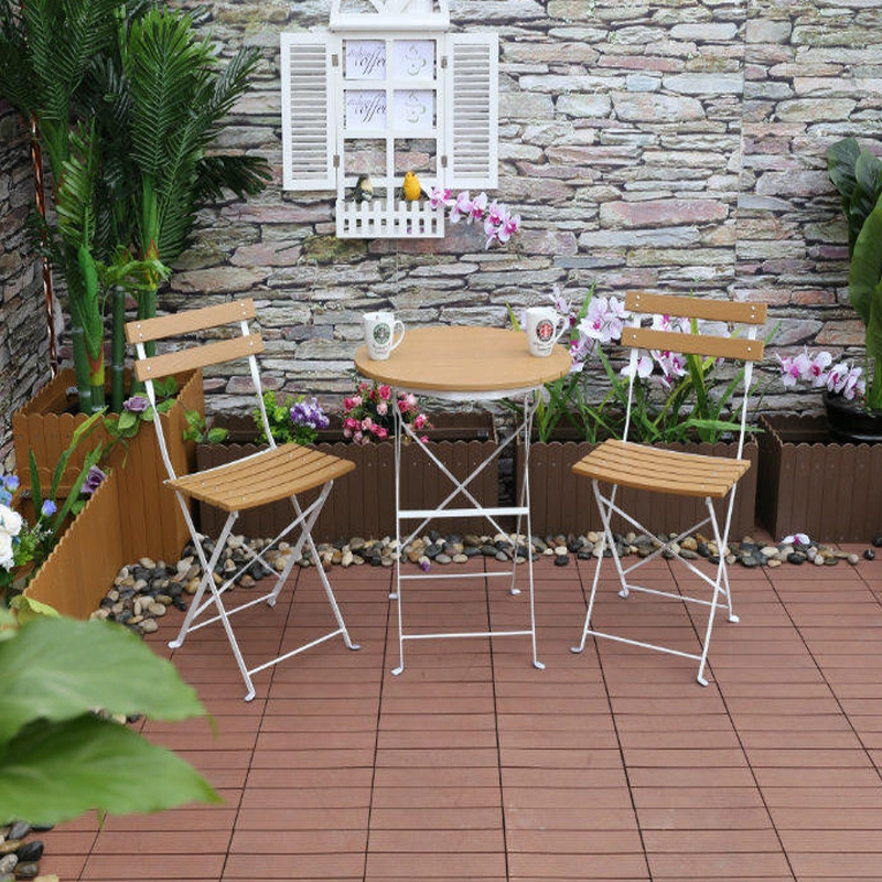 Outdoor Aluminum Chair Plastic Table and Chair Set for Restaurant Plastic Wooden Fold Three-Piece Set