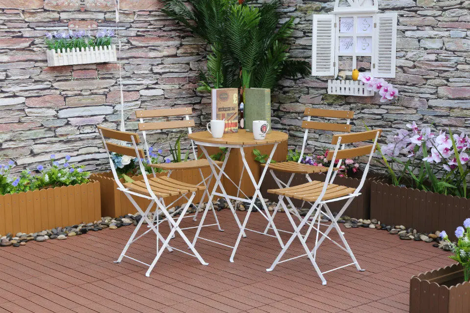 Outdoor Aluminum Chair Plastic Table and Chair Set for Restaurant Plastic Wooden Fold Three-Piece Set