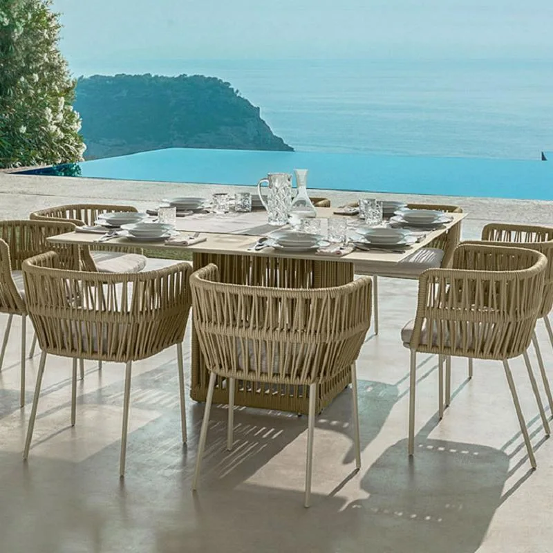 Outdoor Unique Creative Design Dining Table and Rattan Chairs Garden Furniture