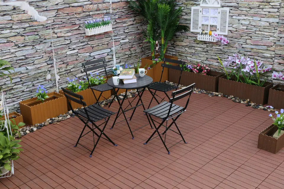 Outdoor Aluminum Chair Plastic Table and Chair Set for Restaurant Plastic Wooden Fold Three-Piece Set