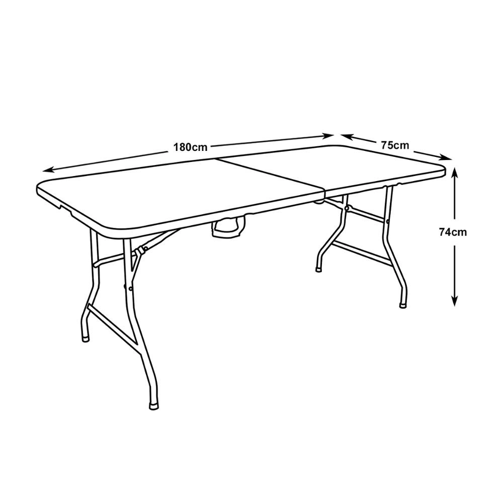 Folding Plastic Picnic 6 FT Table Camp Party Dining Tables Fold-in-Half Banquet Table with Handle
