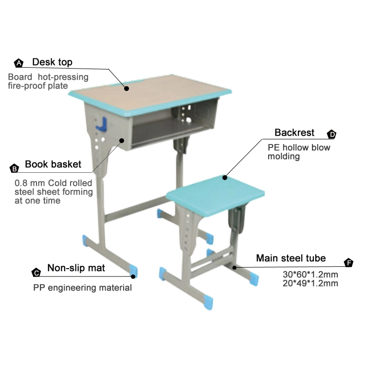 Adjustable Desk Folding Table for Primary School Classroom Plastic Chair Table for Sale