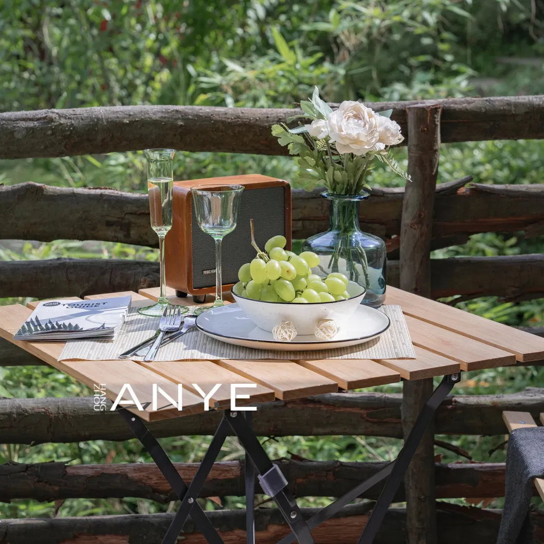 Restaurant Nordic Folding Dining Furniture Set Portable Wooden Leisure Bistro Tables