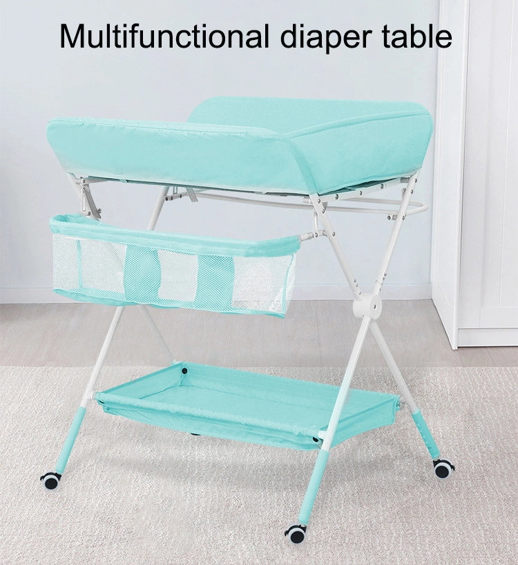 Multipurpose Baby Bathing Table with Storage Basket Kids Foldable Diaper Organizer Portable Baby Bath Nursing Changing Station
