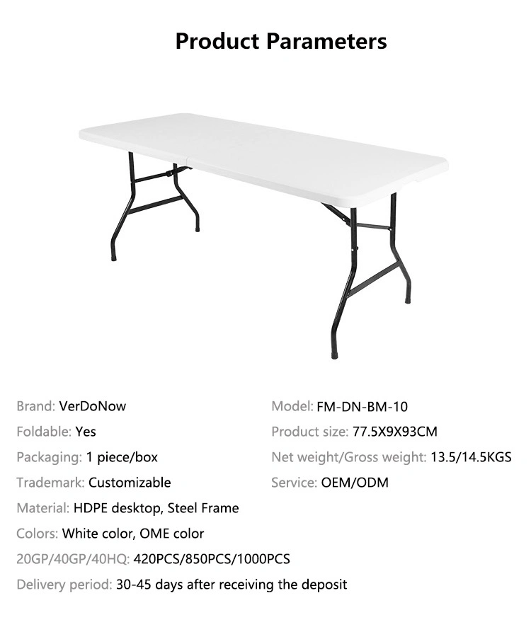 Foldable Dinner Table with Stainless Steel Legs