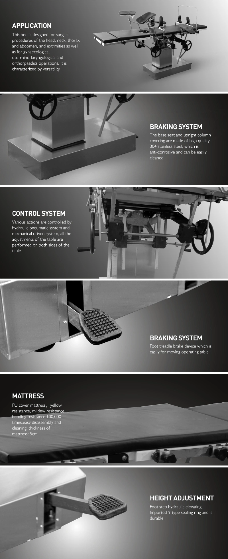 A203 Portable Stainless Steel Medical Folding Exam Table