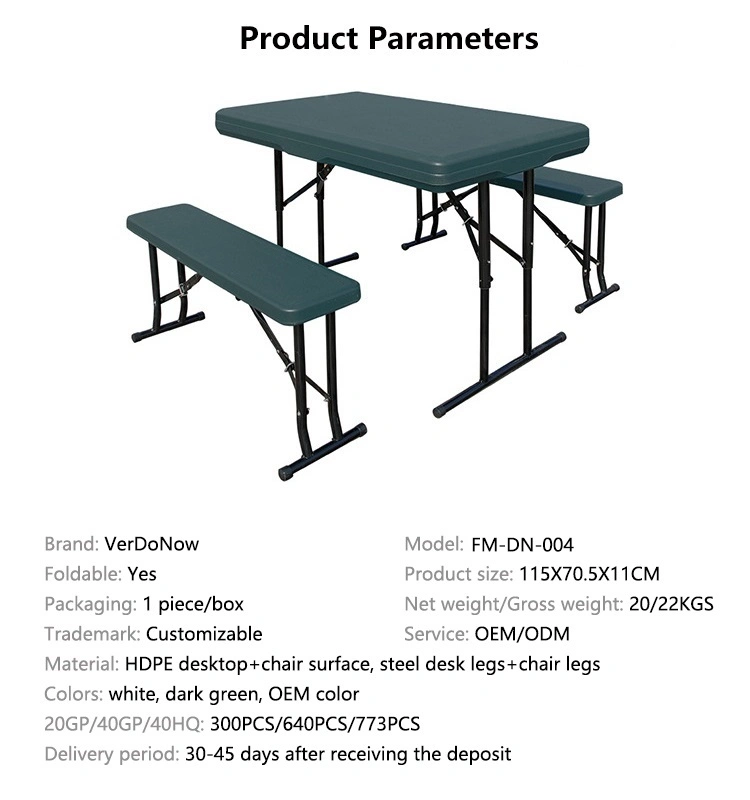 Outside Plastic Folding Picnic Table with Benches