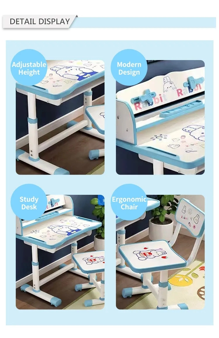 Bedroom Furniture Height Adjustable Kids Children Study Table and Chair Set