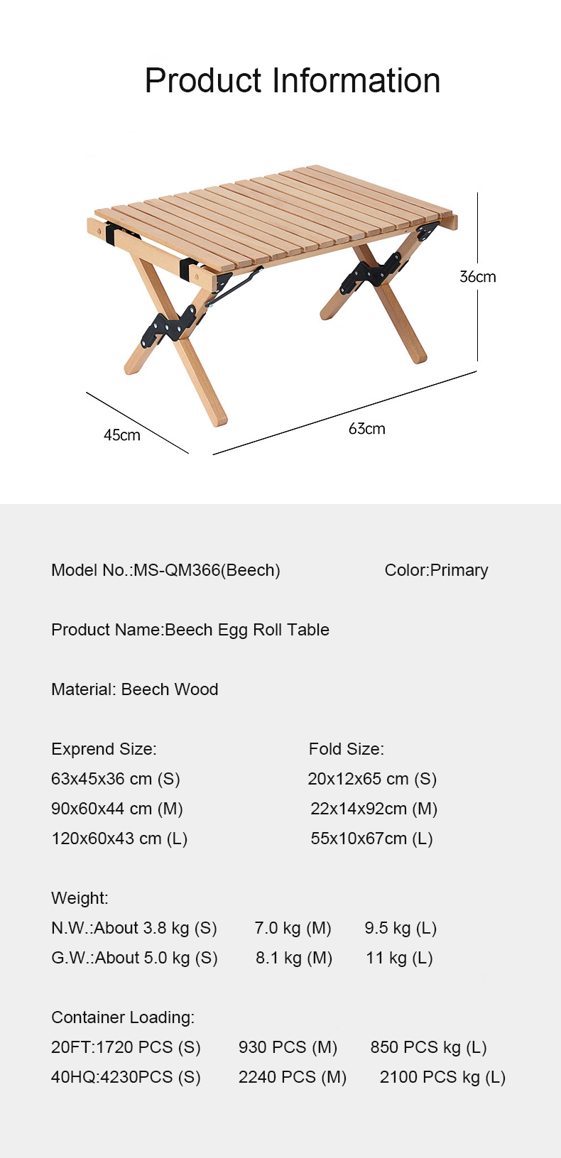 Outdoor High Quality Kids Picnic Portable Beech Wooden Foldable Camping Recycle Table