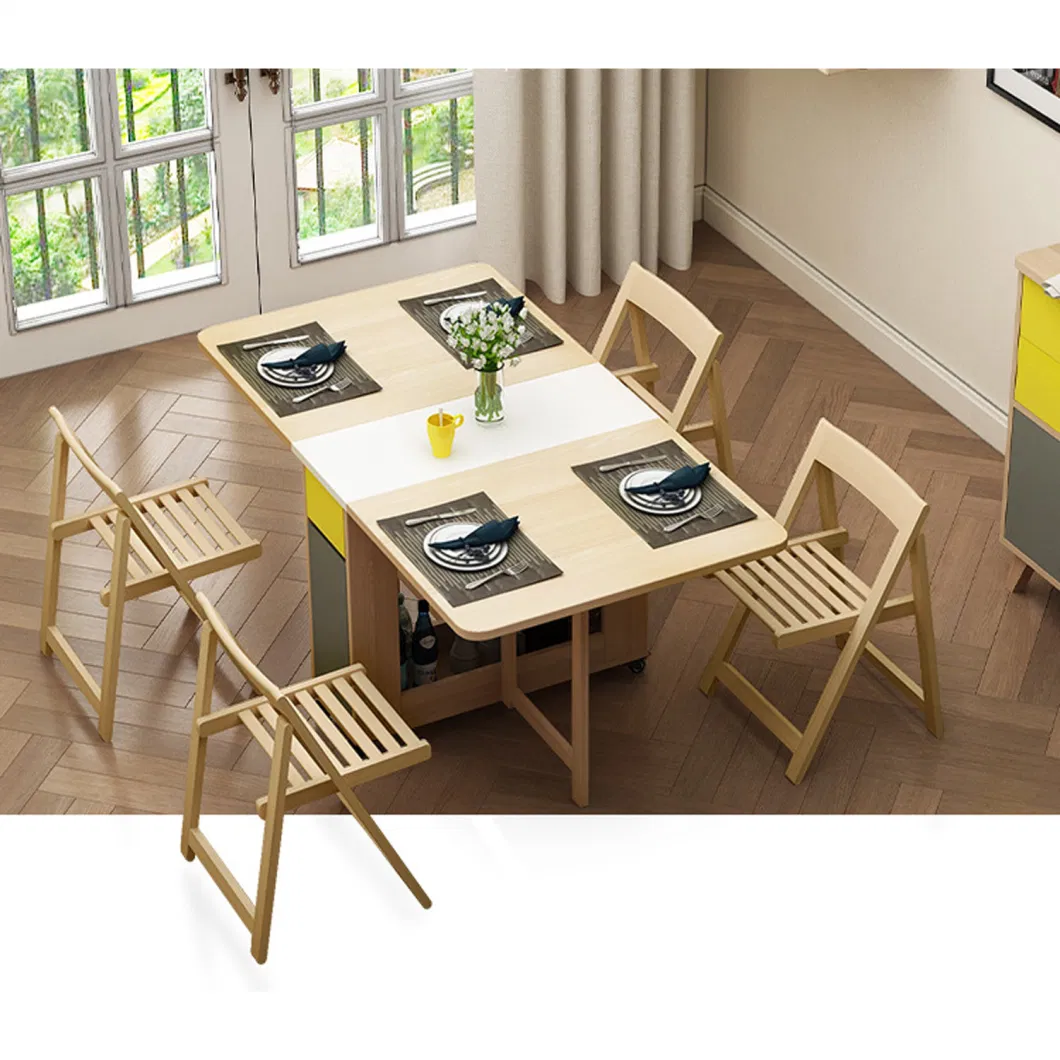 Large Capacity Folding Modern Minimalist Nordic Wood Dining Table