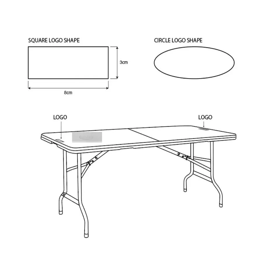 Folding Plastic Picnic 6 FT Table Camp Party Dining Tables Fold-in-Half Banquet Table with Handle