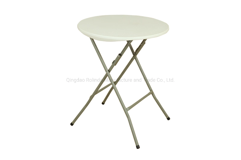 60cm Table Top, 74cm Height, Tall Garden Patio Folding Round Cocktail Table for Indoor and Outdoor Use