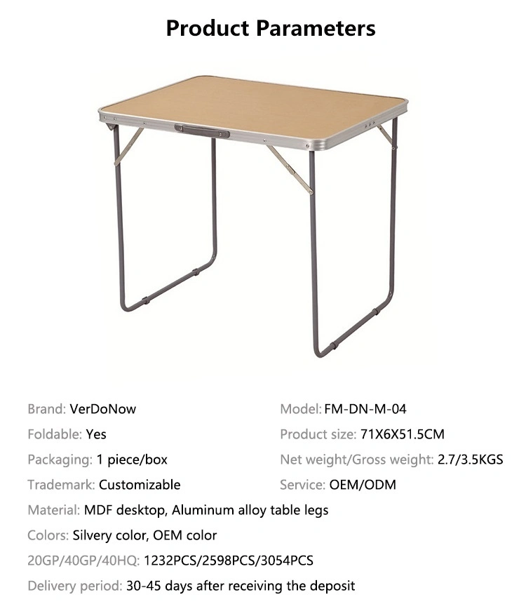 Outdoor Small Folding Camping Aluminum Picnic Table