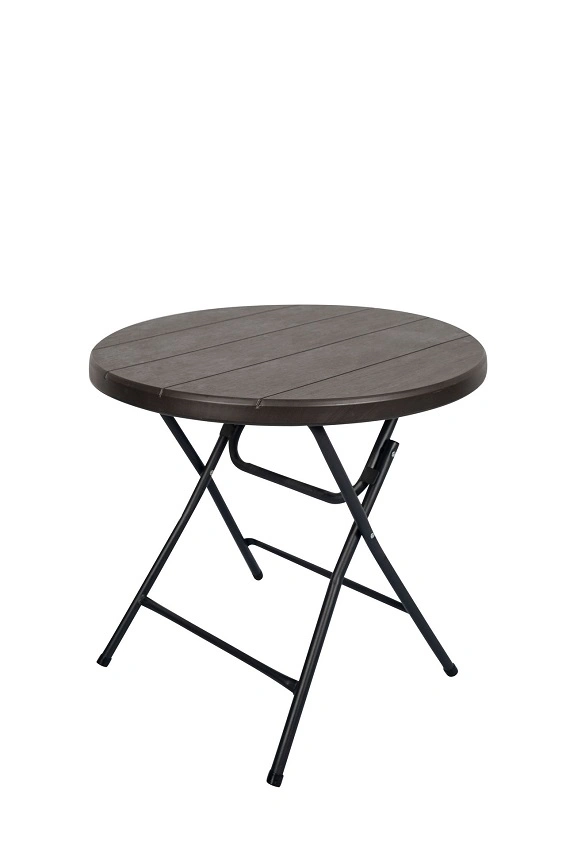 80cm Bistro Patio Garden Black Wood Grain Plastic Folding Round Cocktail Table