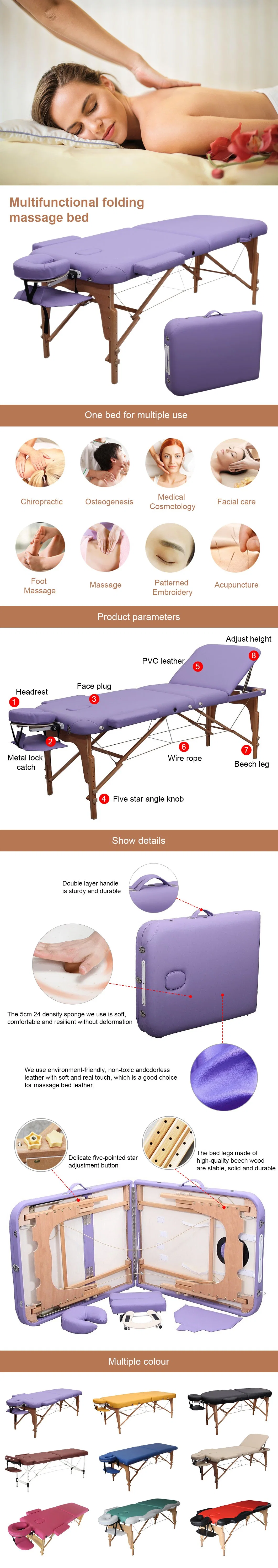 Lightweight Retro Folding Massage Table for Beauty Care