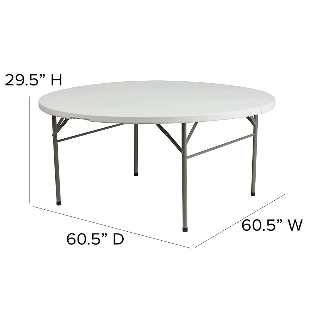 Heavy Duty 60 Inch Wedding Event White Folding Round Plastic Table with Handle