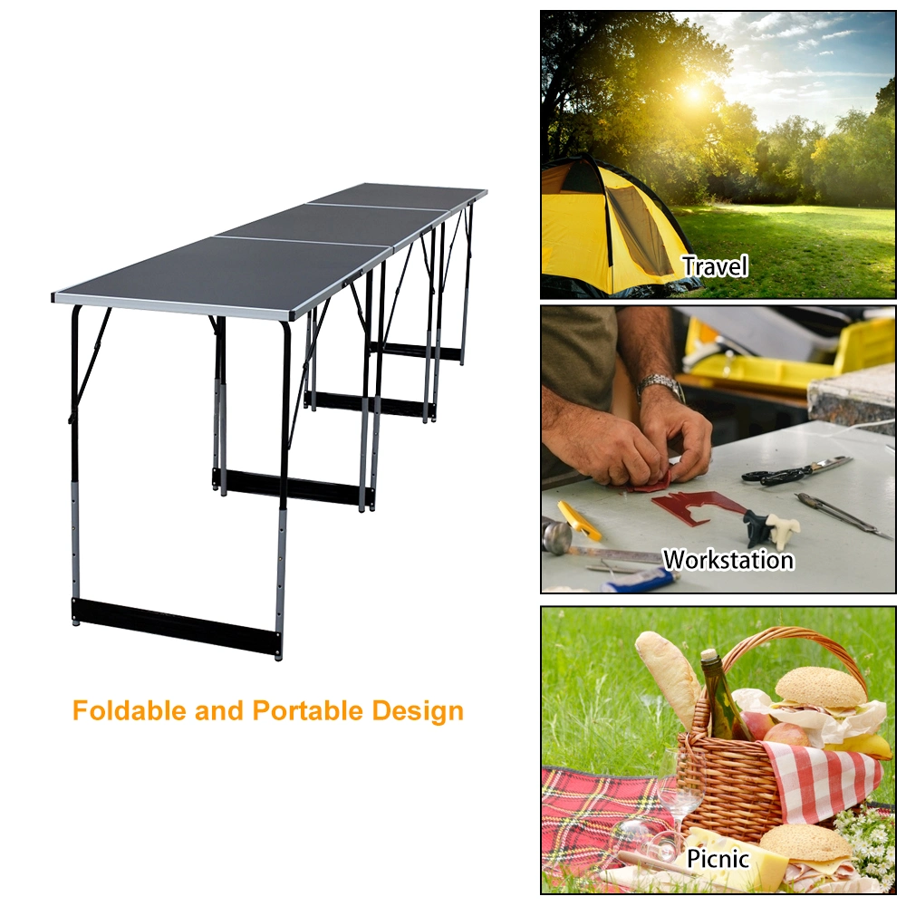 Adjustable Folding Work Table in Aluminium for Wallpaper Folding Camper Camping Picnic Table