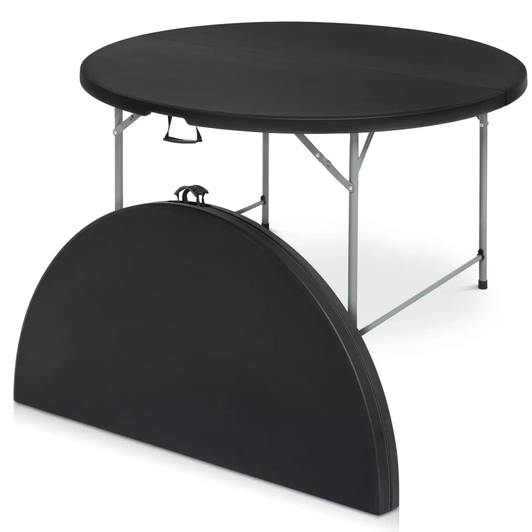 Modern Durable 60 Inch 153cm Banquet Dining Black HDPE Plastic Folding Round Table